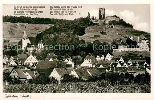 AK / Ansichtskarte Beilstein Wuerttemberg Ortsansicht mit Burg Gedicht Kat. Beilstein