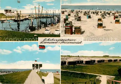 AK / Ansichtskarte Dornumer Accumersiel Hafen Strand Promenade Bungalows Kat. Dornum