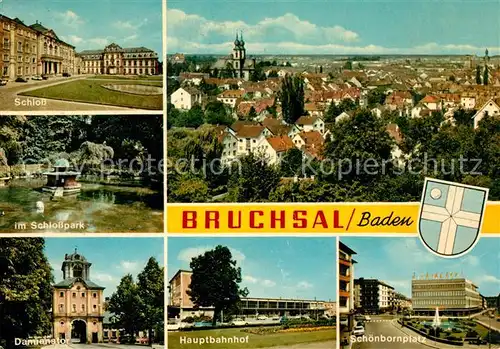 AK / Ansichtskarte Bruchsal Schloss Schlosspark Hauptbahnhof Schoenbornplatz Damianstor Kat. Bruchsal