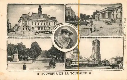 AK / Ansichtskarte Tours Indre et Loire Squares Descartes et Rabelais Pont de Pierre Palais de Hotel de Ville Cathedrale St Galien  Kat. Tours
