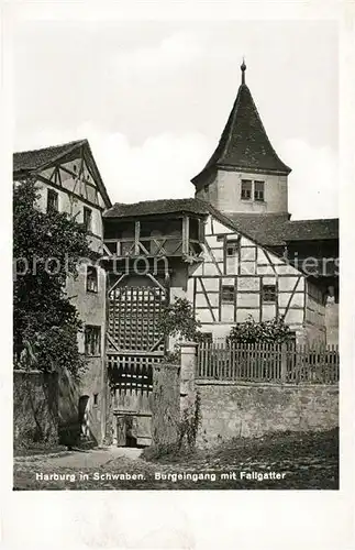 AK / Ansichtskarte Harburg Schwaben Burgeingang mit Fallgatter Kat. Harburg (Schwaben)