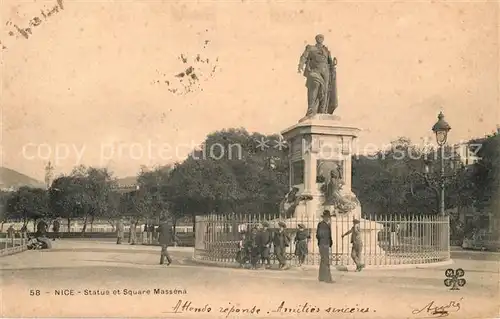 AK / Ansichtskarte Nice Alpes Maritimes Statue et Square Massena Kat. Nice