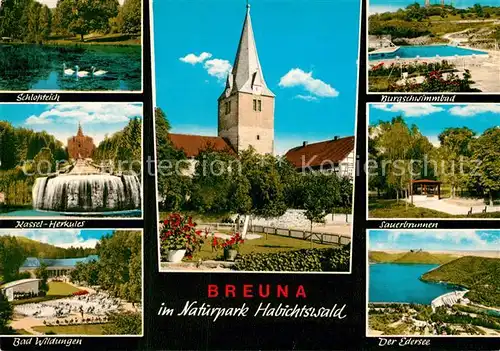 AK / Ansichtskarte Breuna Schlossteich Kassel Herkules Bad Wildungen Kirche Burgschwimmbad Sauerbrunnen Edersee Kat. Breuna