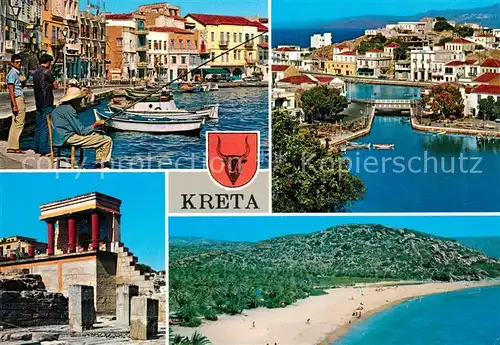 AK / Ansichtskarte Kreta Crete Hafenpartie Tempel Strand Kat. Insel Kreta