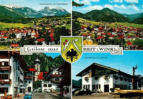 AK / Ansichtskarte Reit Winkl Panorama Kaisergebirge Dorf Kirche Kat. Reit im Winkl