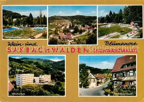 AK / Ansichtskarte Sasbachwalden Sanatorium Schwimmbad Minigolf Fachwerkhaeuser Kat. Sasbachwalden