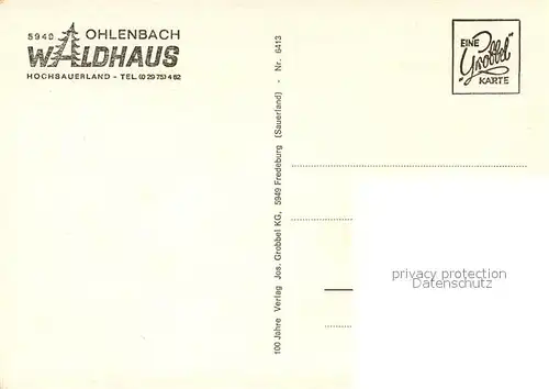 AK / Ansichtskarte Ohlenbach Waldhaus Hotel Kat. Schmallenberg