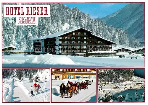 AK / Ansichtskarte Pertisau Achensee Hotel Rieser Pferdekutschen Winterlandschaften Kat. Eben am Achensee