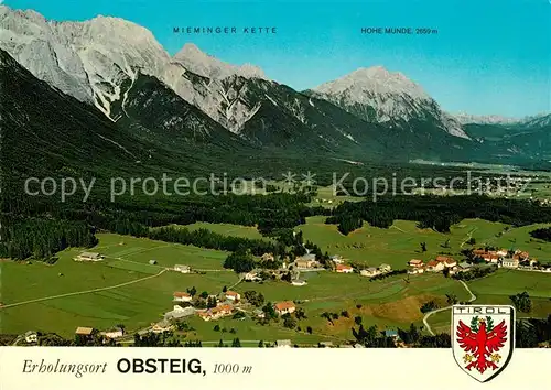 AK / Ansichtskarte Obsteig Tirol Fliegeraufnahme Mieminger Kette Hohe Munde Kat. Obsteig