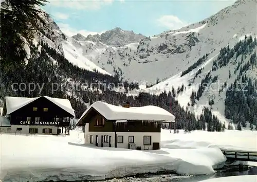 AK / Ansichtskarte Tannheim Tirol Vilsalpsee Lachenspitze Cafe Restaurant Winter  Kat. Tannheim