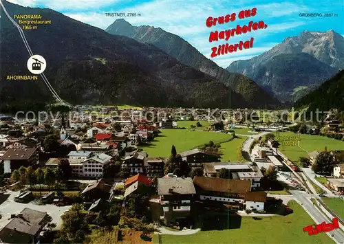 AK / Ansichtskarte Mayrhofen Zillertal Fliegeraufnahme Panorama Bergrestaurant Ahornbahn Kat. Mayrhofen