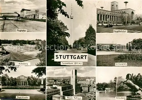 AK / Ansichtskarte Stuttgart Flughafen Hauptbahnhof Staatstheater Killesberg Kat. Stuttgart