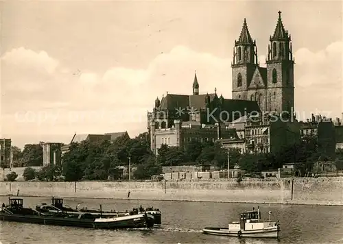 AK / Ansichtskarte Magdeburg Dom Frachtschiff Kat. Magdeburg