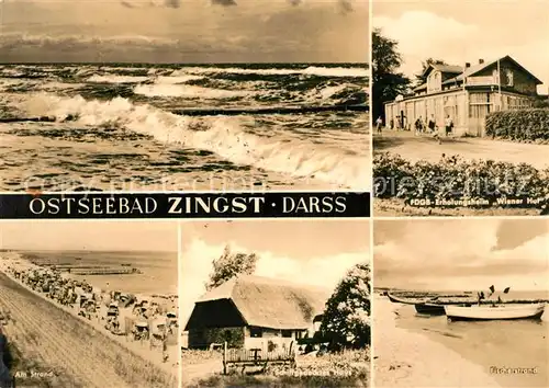 AK / Ansichtskarte Zingst Ostseebad Strand Erholungsheim Wiener Hof Fischerstrand Schilfgedecktes Haus Kat. Zingst Darss