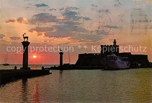 AK / Ansichtskarte Rhodos Rhodes aegaeis Hafeneinfahrt Leuchtturm Kat. 
