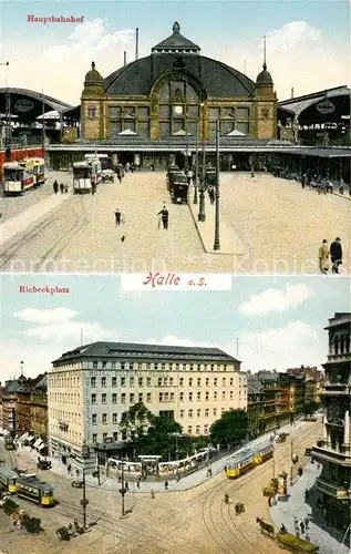 AK / Ansichtskarte Halle Saale Hauptbahnhof Riebeckplatz Strassenbahn Kat. Halle