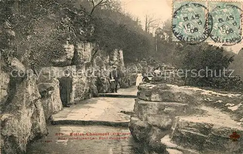 AK / Ansichtskarte Paris Allee conduisant au Pont suspendu Parc des Buttes Chaumont Kat. Paris