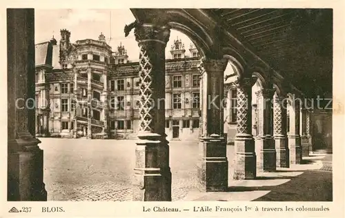AK / Ansichtskarte Blois Loir et Cher Le Chateau Aile Francois Ier a travers les colonnades Kat. Blois