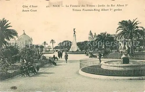 AK / Ansichtskarte Nice Alpes Maritimes La Fontaine des Tritons Jardin du Roi Albert Ier Monument Kat. Nice