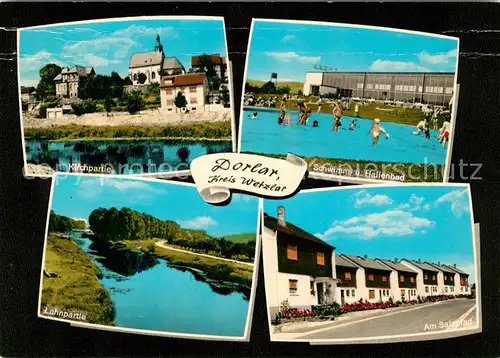 AK / Ansichtskarte Dorlar Giessen Kirche Salzpfad Schwimmbad Kat. Lahnau