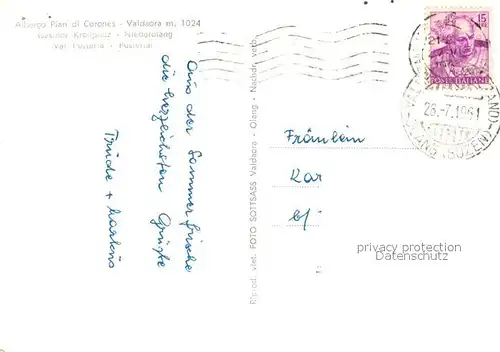 AK / Ansichtskarte Pustertal Suedtirol Albergo Pian Corones