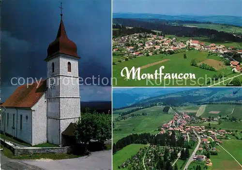 AK / Ansichtskarte Montfaucon Franches Montagnes Kirche Fliegeraufnahmen Kat. Montfaucon