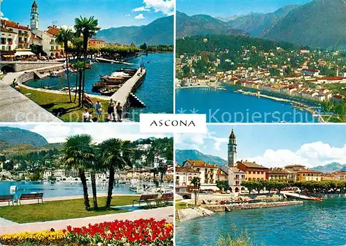 AK / Ansichtskarte Ascona Lago Maggiore Hafen Fliegeraufnahme Park Teilansicht