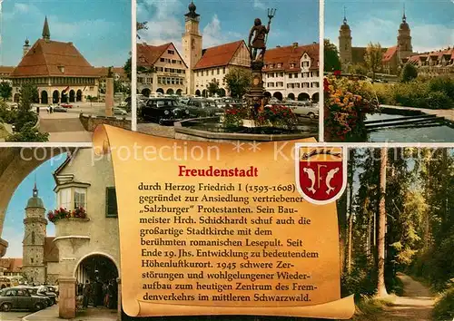 AK / Ansichtskarte Freudenstadt Neptunbrunnen Stadtkirche Rathaus Kat. Freudenstadt