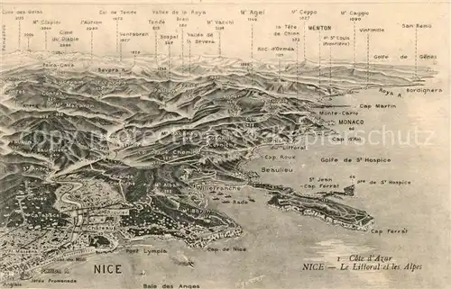 AK / Ansichtskarte Nice Alpes Maritimes Le Littoral et les Alpes a vol d oiseau Kat. Nice