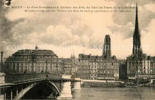 AK / Ansichtskarte Rouen Pont Boieldieu Theatre des Arts Cathedrale Kat. Rouen