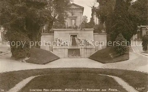 AK / Ansichtskarte Paris Cimetiere Pere Lachaise Bartholome Monument aux Morts Kat. Paris