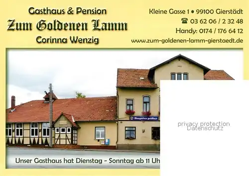 AK / Ansichtskarte Gierstaedt Kleinfahner Gasthaus Zum Goldenen Lamm Kat. Gierstaedt Kleinfahner