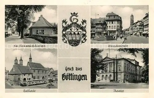 AK / Ansichtskarte Goettingen Niedersachsen Bismarckhaeuschen Weenderstrasse Theater Rathaus Kat. Goettingen