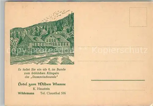 AK / Ansichtskarte Wildemann Hotel zum Wilden Manne Kat. Wildemann Harz