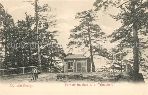 AK / Ansichtskarte Schwarzburg Thueringer Wald Borkenhaeuschen auf dem Trippstein Kat. Schwarzburg