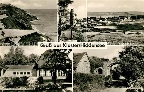AK / Ansichtskarte Kloster Hiddensee Steilkueste Leuchtturm Klostermauer Gerhart Hauptmann Haus Museum Kat. Insel Hiddensee