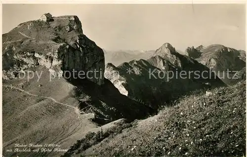 AK / Ansichtskarte Hoher Kasten mit Blick auf Hohe Haeuser Kat. Appenzeller Alpen