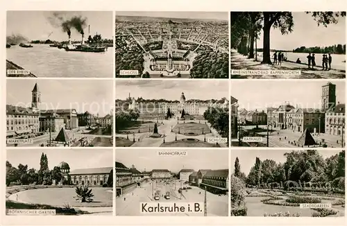 AK / Ansichtskarte Karlsruhe Baden Rhein Schloss Strandbad Marktplatz Rathaus Botanischer Garten Bahnhofplatz Stadtgarten