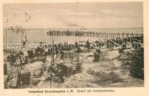 AK / Ansichtskarte Brunshaupten Strand mit Dampferbruecke Kat. Kuehlungsborn