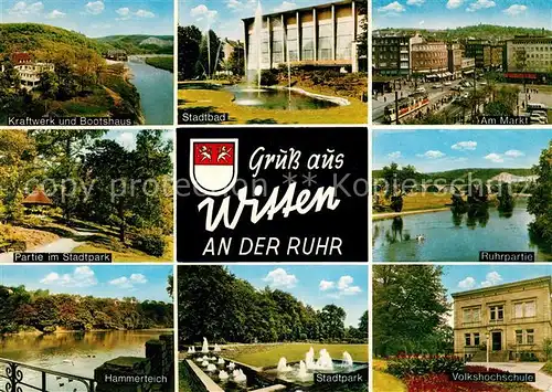 AK / Ansichtskarte Witten Ruhr Kraftwerk Bootshaus Stadtbad Markt Stadtpark Volkshochschule Kat. Witten Ruhr