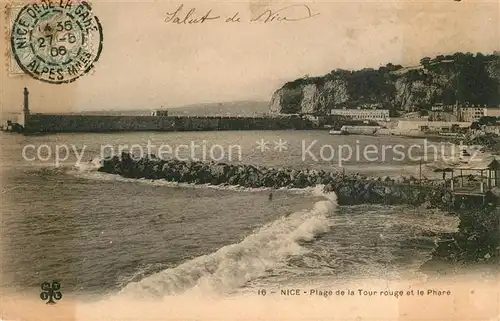 AK / Ansichtskarte Nice Alpes Maritimes Plage de la Tour rouge et le Phare Cote d Azur Kat. Nice