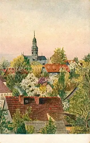 AK / Ansichtskarte Steinfels Ortspartie mit Kirche Kuenstlerkarte Kat. Mantel