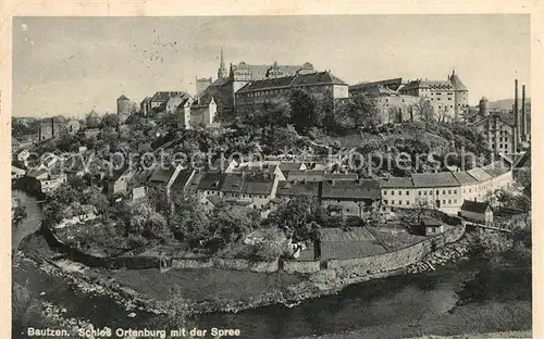 AK / Ansichtskarte Bautzen Fliegeraufnahme mit Schloss Ortenburg und Spree Kat. Bautzen