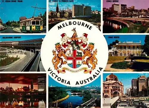 AK / Ansichtskarte Melbourne Victoria Airport St Kada Road Tram Kings Bridge Como House  Kat. Melbourne