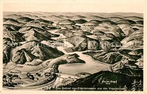 AK / Ansichtskarte Waldeck Edersee Gebiet der Edertalsperre aus der Vogelschau