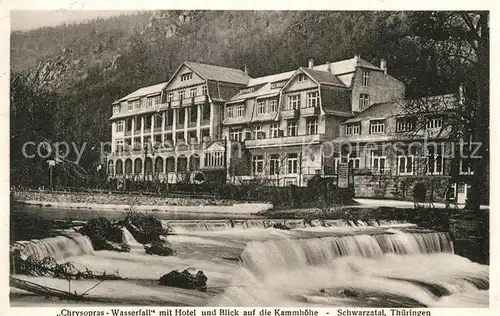 AK / Ansichtskarte Schwarzatal Chrysopras Wasserfall mit Hotel Blick auf Kammhoehe Kat. Rudolstadt