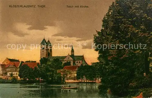 AK / Ansichtskarte Klosterlausnitz Bad Teich mit Kirche Kat. Bad Klosterlausnitz