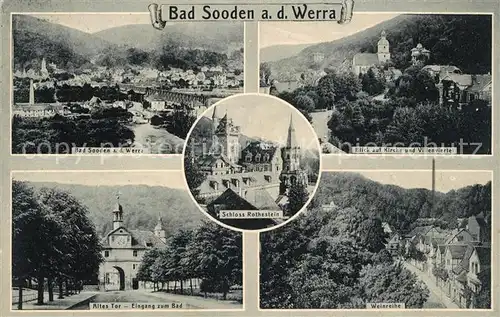 AK / Ansichtskarte Bad Sooden Allendorf Panorama Blick ueber die Werra Kirche Villenviertel Schloss Rothestein Altes Tor Weinreihe Kat. Bad Sooden Allendorf