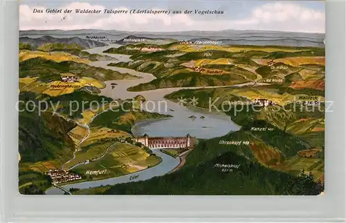 AK / Ansichtskarte Waldeck Edersee Gebiet der Waldecker Talsperre Edertalsperre aus der Vogelschau