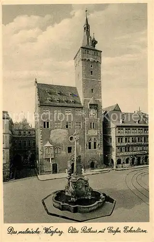 AK / Ansichtskarte Wuerzburg Altes Rathaus mit Grafen Eckardturm Kat. Wuerzburg